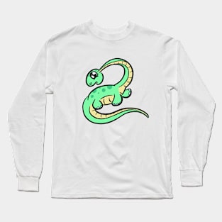 Cute Green diplodocus dinosaur cartoon character Long Sleeve T-Shirt